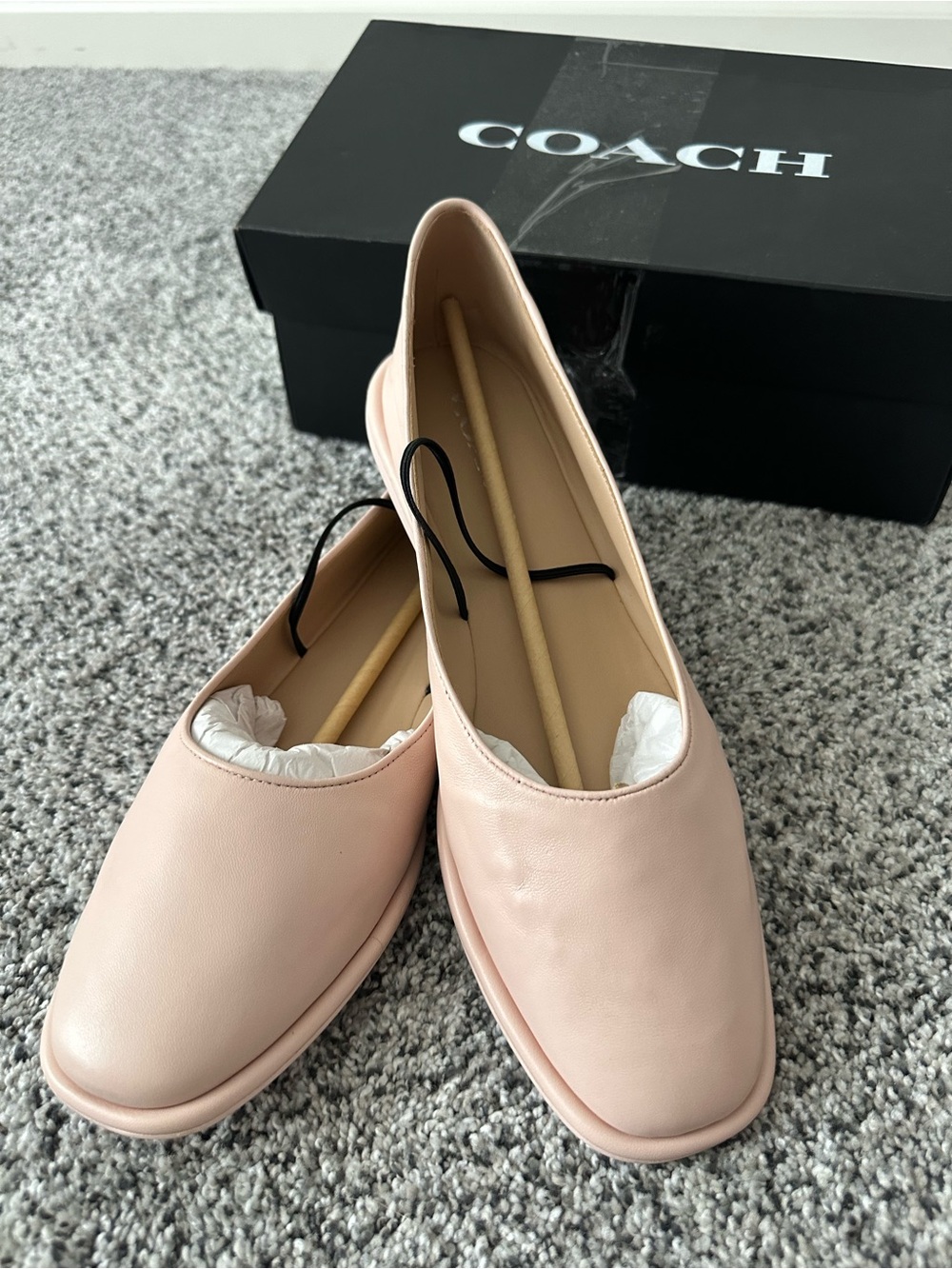 Coach Pale Pink Leather Slip-On Flats